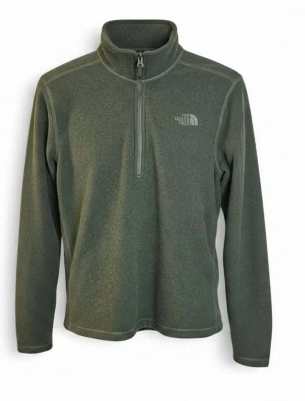 The North Face Men's Green Textured Cap Rock 1/4 Zip Fleece Pullover Small
